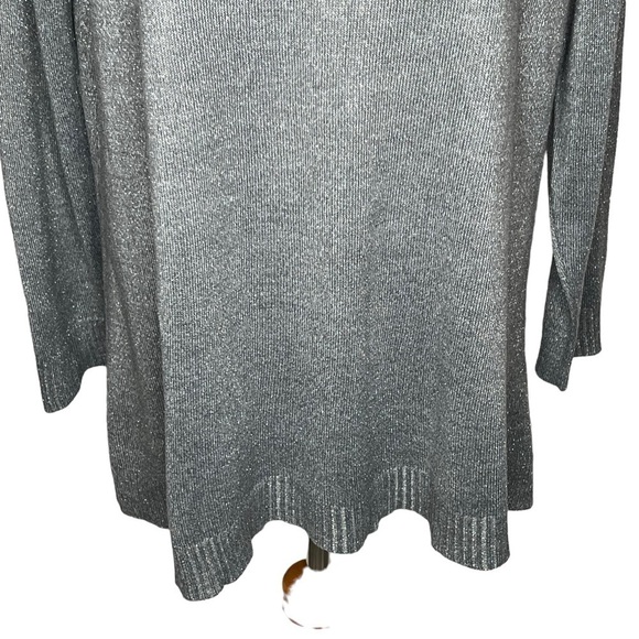 Catherines Silver Gray V Neck Studded Metallic Long Sleeve Sweater Size 0X 16W - Picture 7 of 14